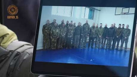 Ukrainian POWs captured by the Chechen forces in Donbass.