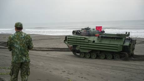 FILE PHOTO: A military drill conducted by Taiwan troops simulating a Chinese People’s Liberation Army (PLA) landing.