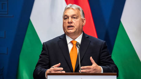 Hungarian Prime Minister Viktor Orban speaks at a press briefing last month in Budapest.