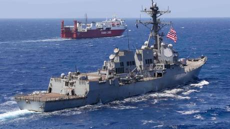 FILE PHOTO: A US guided-missile destroyer in the Red Sea, May 1, 2023,