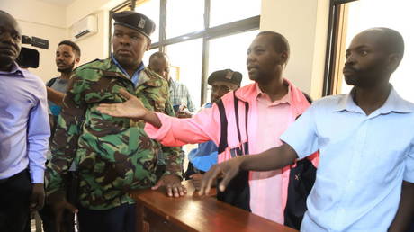 FILE PHOTO: Paul Mackenzie (2nd R), pastor and a cult leader is seen during his trial after being detained in the town of Malindi, Kilifi, Kenya on May 02, 2023.