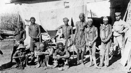 FILE PHOTO. Prisoners from the Herero and Nama tribes during the 1904-1908 war against Germany.