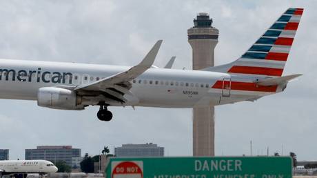 The air traffic control tower is seen at Miami International Airport in Miami, Florida, September 25, 2023