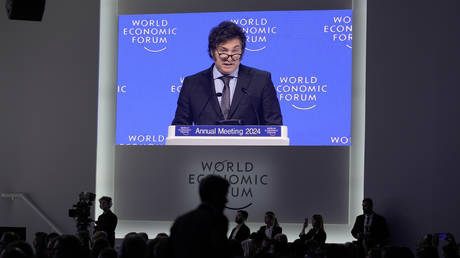 President of Argentina Javier Milei at the World Economic Forum in Davos, Switzerland, January 17, 2024.