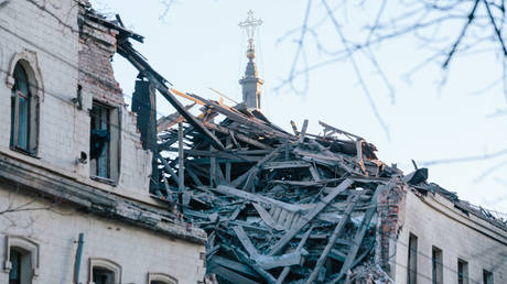 Aftermath of a Russian strike in Kharkov, Ukraine on January 17, 2024.