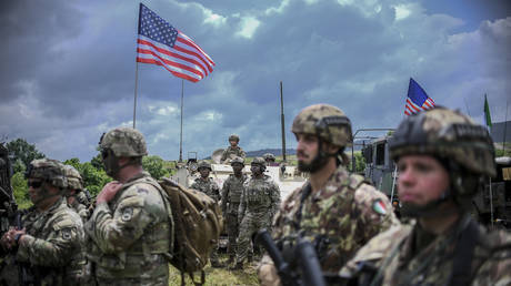 FILE PHOTO: US military personnel take part in the Defense Shield 23 military exercises in Novo Selo, Bulgaria on May 29, 2023