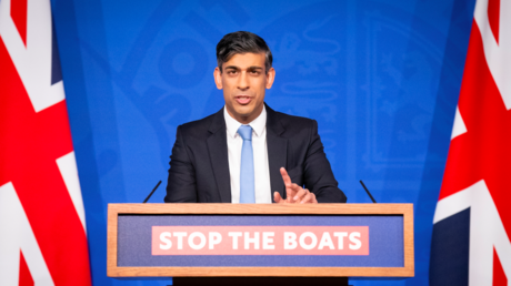 UK Prime Minister Rishi Sunak speaks during a press conference in Downing Street on January 18, 2024 in London, England