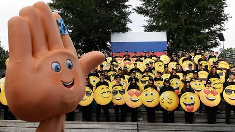 An attempt to enter the Guinness World Records book of records in the category Biggest Group of People in Emoji Costumes in Moscow.
