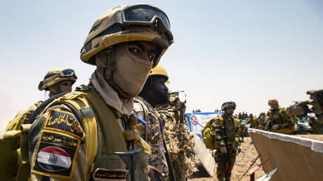 FILE PHOTO: Egyptian and Sudanese forces complete a joint military exercise in southern Kardavan province, Sudan on May 31, 2021.