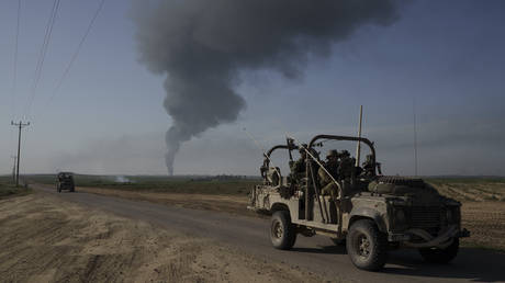 Israeli soldiers near the Israeli-Gaza border, January 21, 2024.