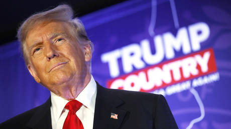 Former President Donald Trump speaks at a campaign rally at the Sheraton Portsmouth Harborside Hotel on January 17, 2024 in Portsmouth, New Hampshire.