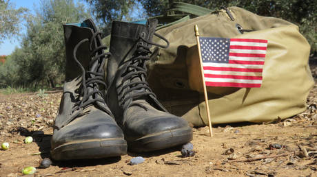 American army boots on the ground