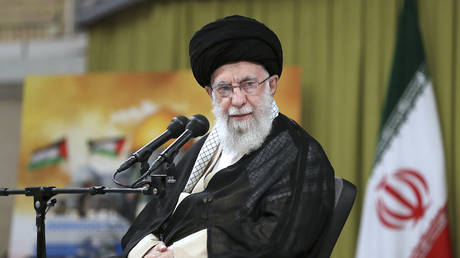 Ayatollah Ali Khamenei attends a meeting with a group of students in Tehran, Iran, November 1, 2023