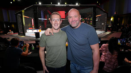 Meta CEO Mark Zuckerberg with UFC President Dana White at UFC APEX, Las Vegas, Nevada, October 1, 2022.