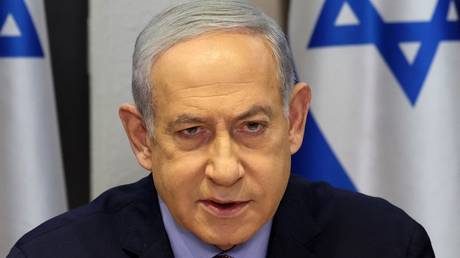Benjamin Netanyahu chairs a cabinet meeting at the Israeli Ministry of Defense in Tel Aviv, Israel, December 31, 2023
