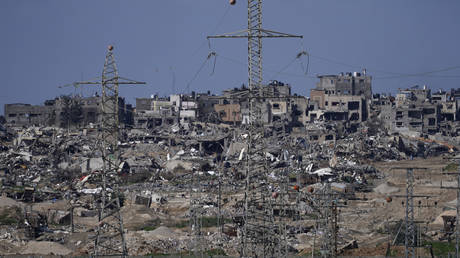 Rubble from buildings destroyed in Israel's ground operation in Gaza, February 1, 2024.
