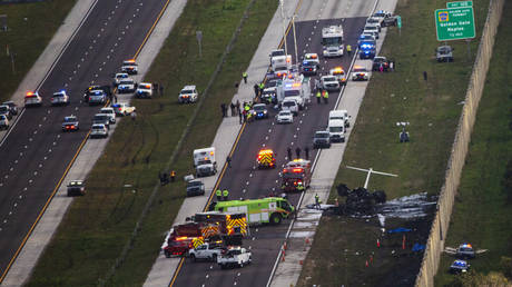 The aftermath after a plane crash in Naples, Florida, February 9, 2024.