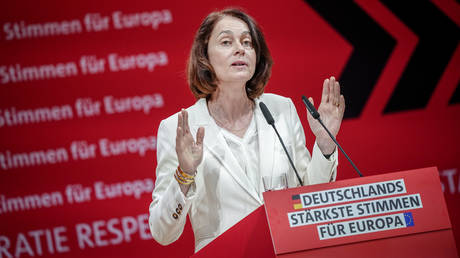Katarina Barley (SPD), designated lead candidate for the European elections, speaks at the SPD's European Delegates' Conference.