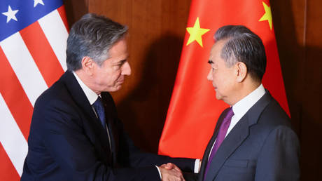 US Secretary of State Antony Blinken and Chinese Foreign Minister Wang Yi meet at the 60th Munich Security Conference on February 16, 2024.