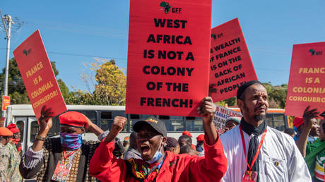 FILE PHOTO:  EFF supporters marching to the French Embassy on May 25, 2022 in Pretoria, South Africa.