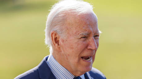 US President Joe Biden speaks to reporters upon arrival at the White House on Monday.