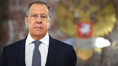 Russian Foreign Minister Sergey Lavrov attends a ceremony to lay wreaths at memorial plaques to deceased Soviet and Russian diplomats at the Russian Foreign Ministry headquarters in Moscow, Russia.
