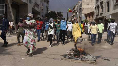 Demonstrators protest President Macky Sall decision to postpone the February 25 vote, citing an electoral dispute between the parliament and the judiciary regarding some candidacies in Dakar, Senegal.