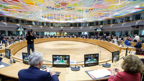 A ministerial meeting at the EU Council headquarters in Brussels, Belgium.
