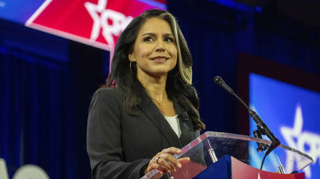 Former Congresswoman Tulsi Gabbard (D-Hawaii) speaks at the 2024 Conservative Political Action Conference (CPAC) in National Harbor, Maryland, February 22, 2024.