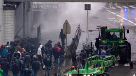 Police fire tear gas at protesting farmers in Brussels
