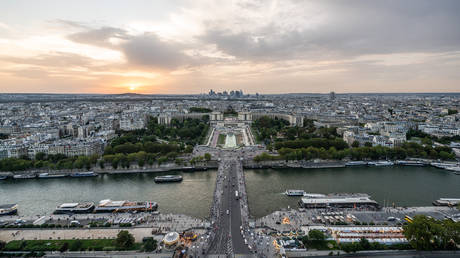 FILE PHOTO. View from the Eiffel Tower over Paris and the Seine
