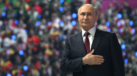 Russian President Vladimir Putin at World Youth Festival in Sochi, March 6, 2024.
