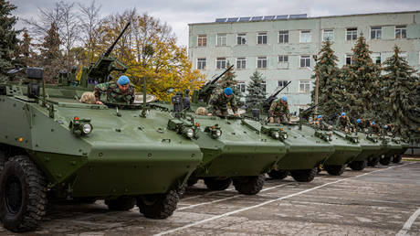 Piranha APCs donated by the German government to Moldovan Armed Forces pictured in Chisinau, Moldova, on November 15, 2023.