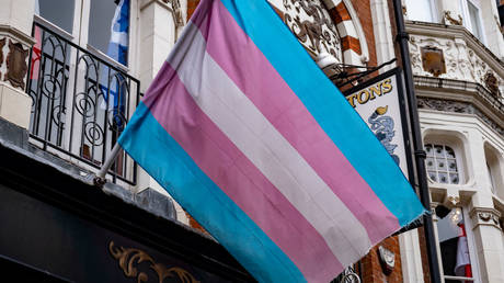 A transgender pride flag hangs in London, Britain, March 6, 2024