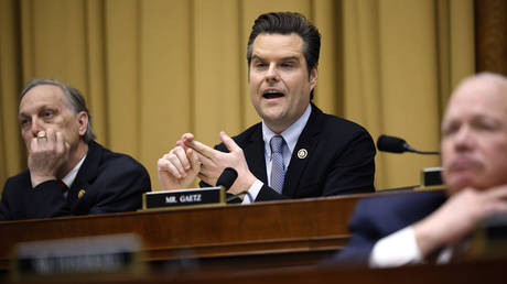 House Judiciary Committee member Rep. Matt Gaetz (R-FL) questions former Special Counsel Robert Hur on Capitol Hill, March 12, 2024.