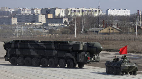 FILE PHOTO: A Russian Topol-M intercontinental ballistic missile.