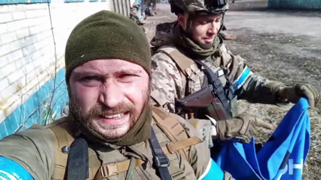 Ukrainian militants in Rzhevka, Ukraine.