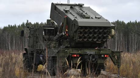 FILE PHOTO: A Russian TOS-2 multiple rocket launcher during an exercise.