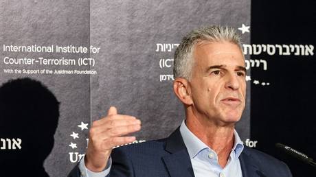 David Barnea speaks during the International Institute for Counter-Terrorism (ICT) World Summit in Herzliya, Israel, September 10, 2023