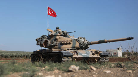 FILE PHOTO: A Turkish tank in northern Syria.