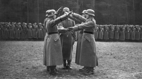 File photo: Members of the 14th Waffen-Grenadier SS division 'Galizien' swear the oath to Adolf Hitler, April 1943