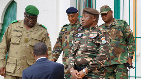 FILE PHOTO: Abdourahmane Tchiani and other army commanders held a meeting in the capital, Niamey, Niger on July 28, 2023.