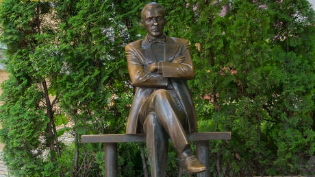 Monument to Mikhail Bulgakov in Kiev, Ukraine