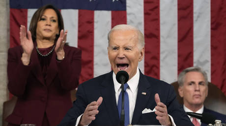 U.S. President Joe Biden delivers the State of the Union address.