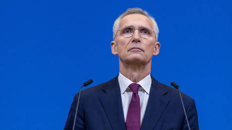 Secretary General Jens Stoltenberg holds the closing press conference at the NATO headquarters on April 04, 2024 in Brussels, Belgium