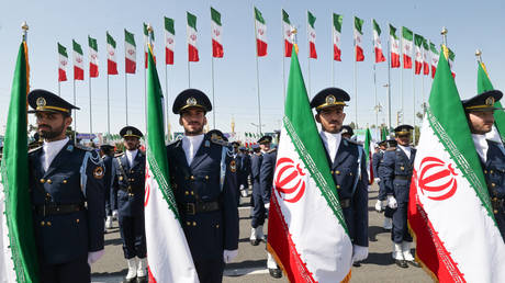 FILE PHOTO: Iranian troops take part in an Army Day parade in Tehran, April 18, 2023.