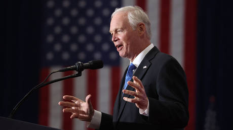 US Senator Ron Johnson speaks at a political rally earlier this month in in Green Bay, Wisconsin.