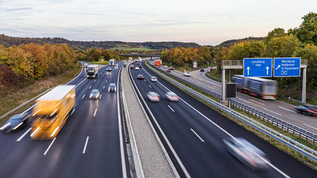 Traffic moving on the autobahn near Baden-Wurttemberg, Germany
