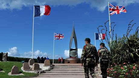 FILE PHOTO: The Sword Beach landing memorial in Ouistreham, northwestern France, ahead of the D-Day commemoration in 2014.