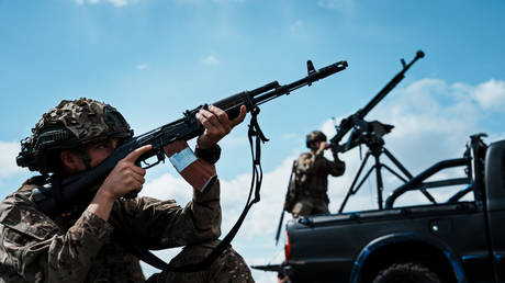 National Guardsmen during a drill in Odessa, Ukraine on June 29, 2023.